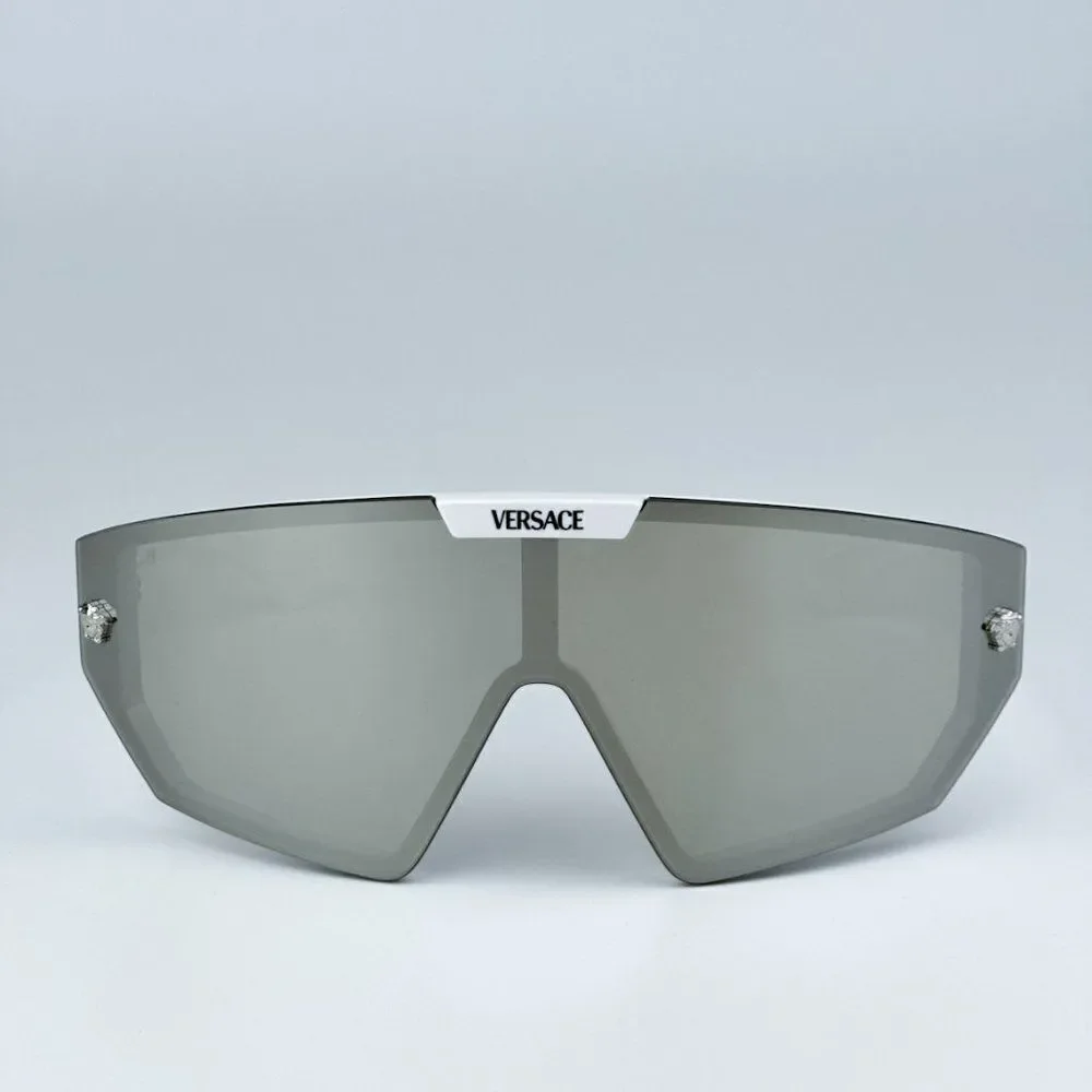 NEW Versace VE4461 314/87 White Grey Mirror Silver Detachable Lens Sunglasses